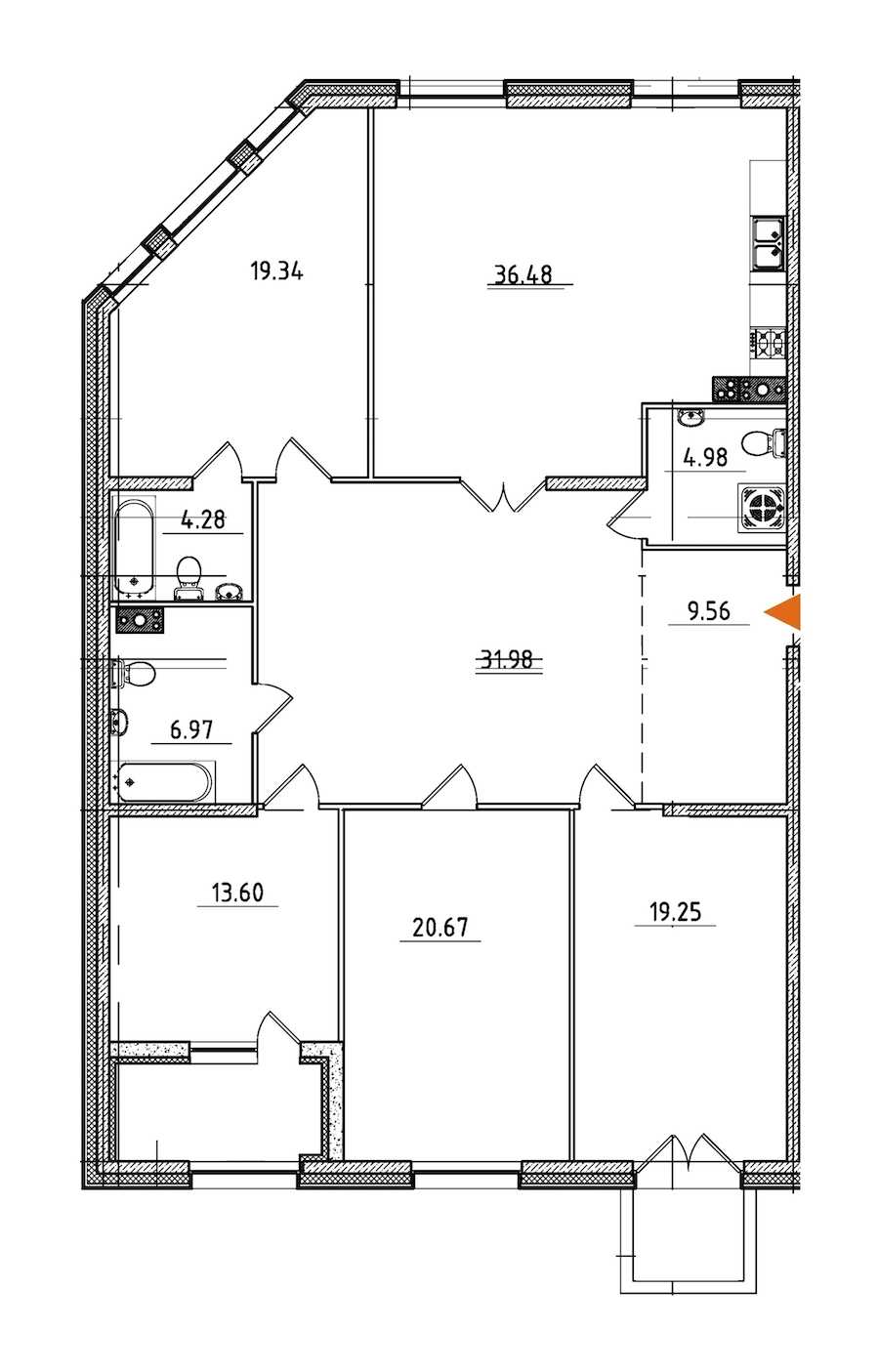 Четырехкомнатная квартира в : площадь 170.55 м2 , этаж: 4 – купить в Санкт-Петербурге